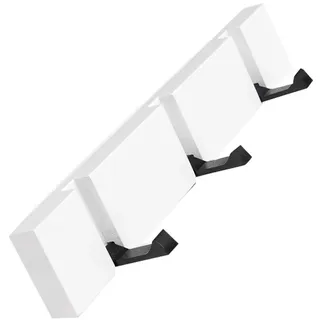 YunNasi Hakenleiste Holz Kleiderhaken Klappbar Garderobenleiste Wand Garderobenhaken mit 5 Faltbar Haken für Jacken Mäntel Schals Hüten Handtaschen (Weiß, 3 Haken)