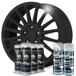 AutoFullCar Felgen-Pack - Sprays Full Dip - Schwarz extra glänzend - 4 Sprays, 2 Glanzlack - Flüssigvinyl - 400 ml