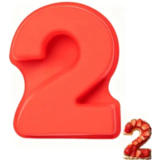 Sxingh Silikon Backform Zahl 2 Groß,backform zahlen,zahlen backform | kuchenform silikon,Antihaftend, 3D Number Cake, DIY Kuchenform, Für Kindergeburtstag, Hochzeit, Jubiläum