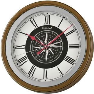 Seiko QXA844B 35 cm Quarz Wanduhr Holzoptik braun