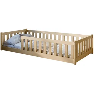 Kids Collective Jugendbett Bodenbett 90 x 200 cm Kiefer massiv natur beige