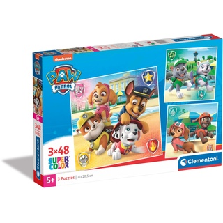 Clementoni Supercolor Paw Patrol Puzzle 3 x 48 Teile - Puzzle für Kinder ab 5 Jahren - buntes Kinderpuzzle mit besonderer Leuchtkraft & Farbintensität 25301