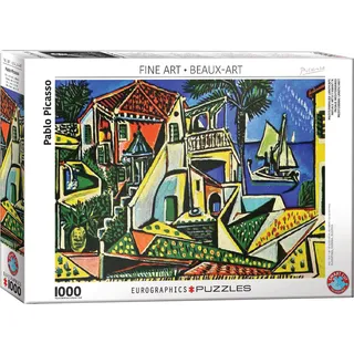 1000 Teile Puzzle - Puzzle - Picasso - Mediterrane Landschaft + Puzzle Alu Rahmen für 1000er