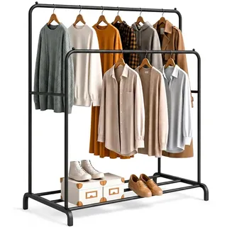 edihome Garderobenständer Doppelt 110 x 150 x 54 cm Schwarz