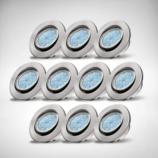 B.K.Licht Einbaustrahler 10er Set (68mm) schwenkbar Matt-Nickel