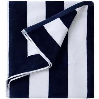 LULUHOME Übergroßes Plüsch-Strandtuch – Flauschige Baumwolle, 91,4 x 178,8 cm, Marineblau gestreift, Pool-Handtuch, großes Sommer-Schwimmbad-Handtuch