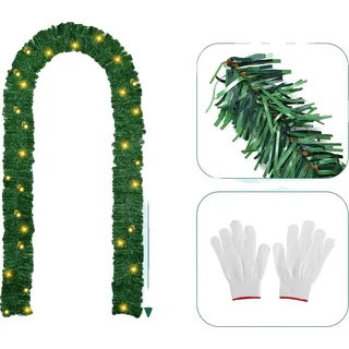 Weihnachtsgirlande, 200 LED-Lichter, dekorativer Rattan und Tannenzapfen, 10M