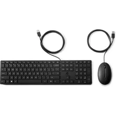 HP Wired Desktop 320MK Maus und Tastatur (FR, Kabelgebunden), Tastatur, Schwarz