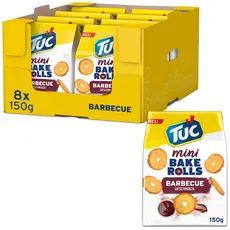 TUC Mini Bake Rolls Barbecue 8 x 150g I Knusprige Brotchips I Knabbergebäck Chips Großpackung