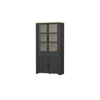 Forte Highboard Bohol 106,4 x 205,4 x 42 cm Schwarz / Mehrfarbig