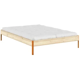 Bettgestell KARUP DESIGN "CORE BED Bodenbett, Holzrahmen, Futonbett, Jugendbett, Holzbett", raw, solar orange, B:146cm H:34cm L:206cm, Betten, Bettgestell, Massivholzbett mit Lattenrost, Kiefer massiv, Doppelbett ohne Kopfteil