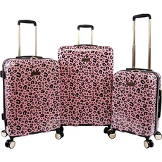 Juicy Couture Jane 3-teiliges Hartschalen-Trolley-Set, pink Leopard, Einheitsgröße, Jane 3-teiliges Hardside Spinner Gepäck-Set