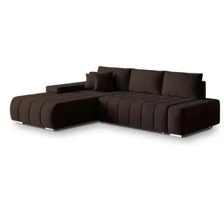 masseno Ecksofa Alese L-S mit Schlaffunktion L-Form, Sofa mit Bettkasten, Wohnzimmersofa, Couch, Soffa, Bettsofa, Couchgarnitur- Braun, MONOLITH 29 - Braun