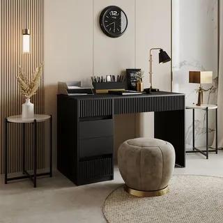 Vicco Schreibtisch Omira Schwarz 120 x 55 cm mit 5 Schubladen, - Schwarz