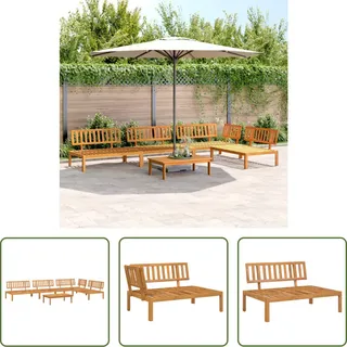 The Living Store 5-tlg. Garten-Sofagarnitur aus Paletten Massivholz Akazie - Braun
