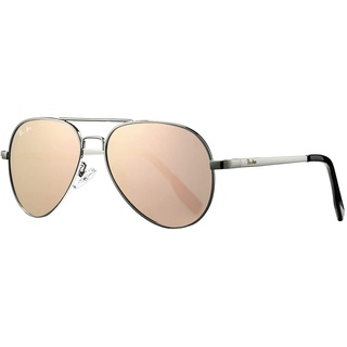 Pro Acme Pilotenbrille Herren Damen Polarisierte Fliegerbrille Klassische Piloten Sonnenbrille Unisex UV400 Schutz Vintage Sonnenbrille (A7 Silber Rahmen | Rosa Linse)