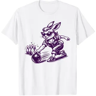 Lustiges Hasen Bowling Outfit Osterhase Retro Vintage Ostern T-Shirt