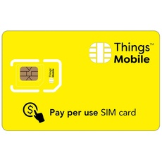 PREPAID Daten-SIM-Karte für IOT und M2M - Things Mobile - mit weltweiter Netzabdeckung und Mehrfachanbieternetz GSM/2G/3G/4G. Ohne Fixkosten und ohne Verfallsdatum. 10 € Guthaben inklusive
