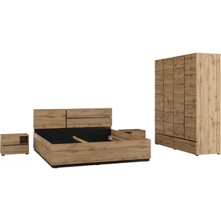otto home »Cross, moderne, grifflose Optik, FSC-zertifiziert« Bett 180x200cm, 2 Nachtkommoden, Schrank 2-oder 4-türig, 4 Stk. tlg. Komplettschlafzimmer-Set,