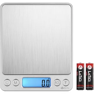 AMIR Küchenwaage, 3kg x 0,1g Digitalwaage Küchenwaage, Hohe Präzision Briefwaage mit Tara-Funktion, Stückzählung Funktion, Haushaltswaage ideal für Messen von Weihnachten backen Zutaten, Briefmarken..