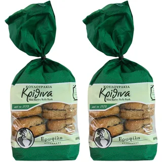 Erofili Mini Gerstenbrötchen Zwieback aus Kreta,2×600g | Original Dakos-Zwieback–Fettarm,ballaststoffreich,ohne Konservierungsstoffe–Traditionelles kretisches Rezept