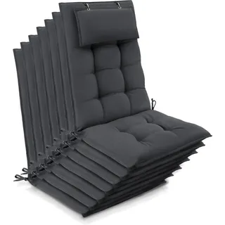 Beautissu 7er Set Sun-HL Hochlehner Auflage 120x50x8cm Anthrazit