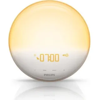 Philips HF3521/01 Wake-up Light, Lichtwecker mit 6 Klängen, Schlummerlicht, Kabellos, FM Radio - Bunt