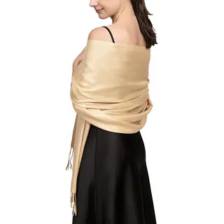 Achillea Pashmina-Schal, weich, lang und samtig, in vielen einfarbigen Farben - Beige -
