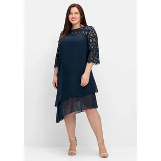 Sheego Abendkleid »Cocktailkleid mit Zierborten, im Lagenlook«, mit Zierborten, im Lagenlook, blau