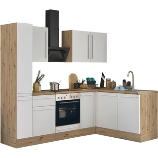 kochstation Winkelküche Florida L-Form 240 x 165 cm weiß