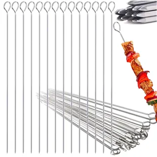Grillspieße 30 Stück, Grill Kabob Spieße 36cm*2.5mm Quadratisches Edelstahl Lange Spieße Schaschlikspieße Fleischspieße, für Lagerfeuer Oder Grillschale