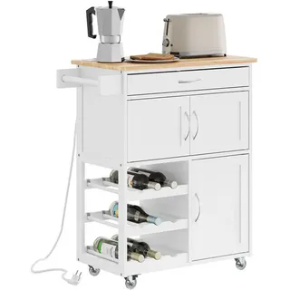 SoBuy Küchenwagen mit Steckdose und Weinregal 75x37,6x87 cm
