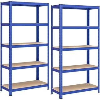 Songmics Schwerlastregal, Kellerregal, Lagerregal, 40 x 90 x 180 cm, Regal mit Stahlgestell, bis 875 kg belastbar, 5 verstellbare Ablagen, blau GLR040Q01