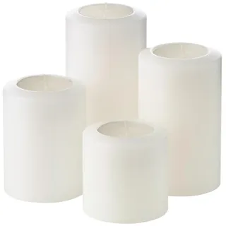 Edzard 4er Set Teelichthalter Dauerkerze Cornelius Pine Durchmesser 6 cm, Höhen 6, 8, 10, 12 cm, perfekt geeignet für den Adventskranz, hitzebeständig bis 90 Grad aus Kunststoff Weiß