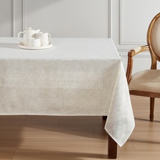 Laura Ashley Dothan Luxuriöse Tischdecke aus Leinenmischung für formelle Abendessen, Urlaub, Hochzeit oder Party, 152,4 x 304,8 cm, Taupe