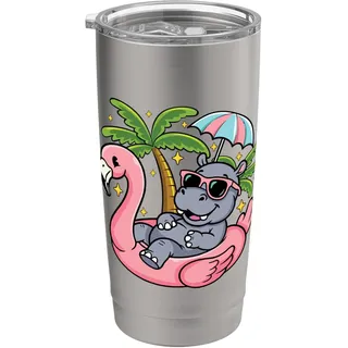Sommer Strand Pool Party Hippo aufblasbare Flamingo Hawaiian Doppelwandiger Edelstahl-Thermobecher
