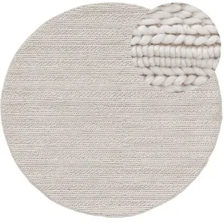 benuta pure Wollteppich Dina Cream ø 100 cm rund - Naturfaserteppich aus Wolle