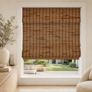 CHICOLOGY Jalousien, Raffrollo aus Bambus, Terrasse, Jalousien und Schatten, Fensterschirm, 86,4 cm B x 162,6 cm H, Tannenzapfen
