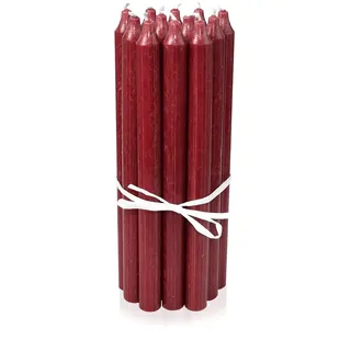 LUMELY dänische Premium Stabkerzen Bordeaux, 12er Pack, Höhe 29cm, Ø 2,2cm, Brenndauer ca. 14 Stunden, zylindrische Leuchterkerzen, Deko Kerzen Set, Kerzen Skandinavisch
