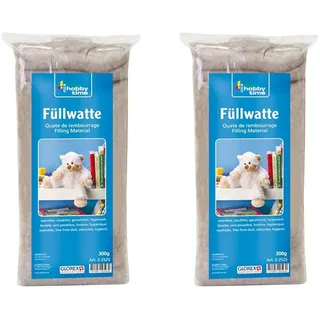 Glorex 0 2525 - Füllwatte beige, 300 g, Füllmaterial aus 100% Polyester, mit extra viel Spannkraft, staubfrei, waschbar, geruchsfrei und hygienisch (Packung mit 2)