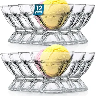VILDE Eisbecher Eisschale Eisschalen Dessertschale aus Glas | Spülmaschinenfest Eisschalen Glas Set Eiscreme - Dessertgläser mit Fuß 100 ml 6 Stk.