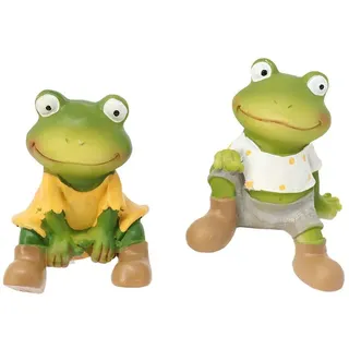 Benera Kantenhocker Frösche Deko Figuren Froschfiguren aus Polyresin 2er Set 7x7x9 cm