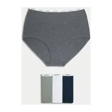 Womens Body by M&S 4er-Pack Taillenslips mit hohem Baumwollanteil - Grey Mix, Grey Mix, UK 14 (EU 42)