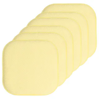 Sweet Home Collection Stuhlkissen, Memory-Schaum-Pads, Wabenmuster, rutschfest, gummierte Rückseite, abgerundet, quadratisch, 40,6 x 40,6 cm, 6 Stück, Gelb