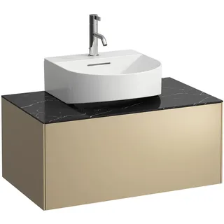 LAUFEN SONAR Schubladenelement, 1 Schublade, für Aufsatz-Handwaschbecken H816341, H816342, Ausschnitt Mitte, H4054410341401, Farbe: Gold/ Nero Marquina