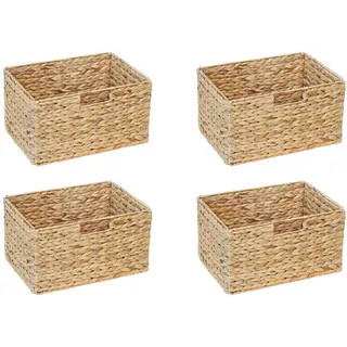 4er-Set Billy Regal Korb / 36 x 25 x 20 cm/Aus Wasserhyazinthe Natur/Faltkorb Flechtkorb Regalbox Storage Box Aufbewahrungskorb Schrankkorb klappbar faltbar und sehr stabil