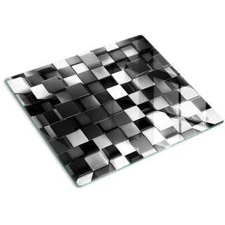 Tulup Glasplatte 60x52 cm Würfelabstraktion , Glas , 60x0.4x52 cm , Küchen, Küchenelektrogeräte, Herde, Herdabdeckplatten