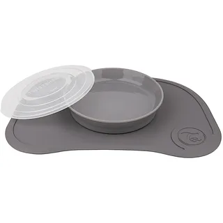 Twistshake Anti-Rutsch-Geschirrset für Babys Click-Mat Mini + Platte Grau (31x17)
