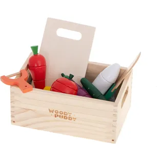 Holzgemüse zum Schneiden mit Magnet in Box + Zubehör