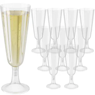 WELLGRO Sektgläser Set 150 ml Kunststoff transparent bruchsicher BPA-frei Mehrweg Champagnergläser Sektkelche Stielglas, Stückzahl:60 Stück